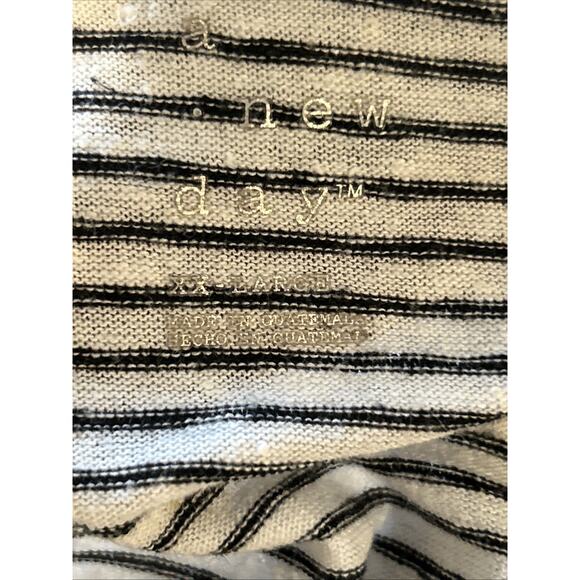 Linen Blend Tee Top Womens XXL Short Sleeve Boxy Striped Nautical Preppy Beach - Picture 10 of 10